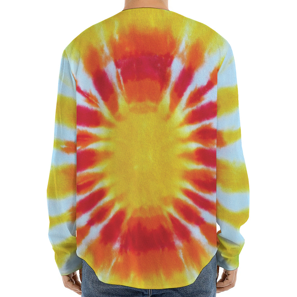 Circle Tie Dye Print Long Sleeve Baseball Jersey