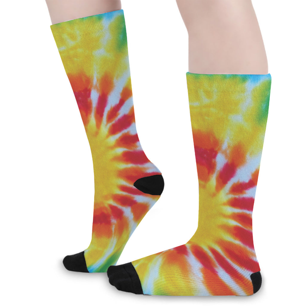 Circle Tie Dye Print Long Socks