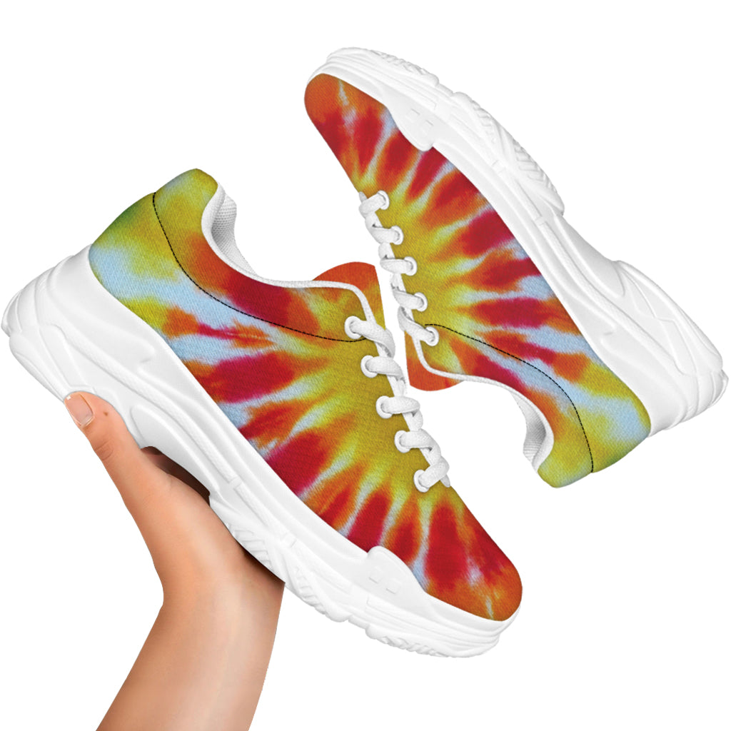 Circle Tie Dye Print White Chunky Shoes