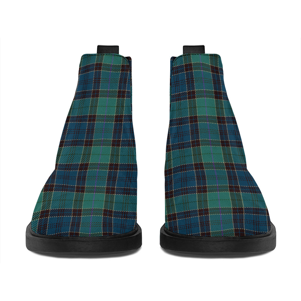 Clan Campbell Tartan Pattern Print Flat Ankle Boots