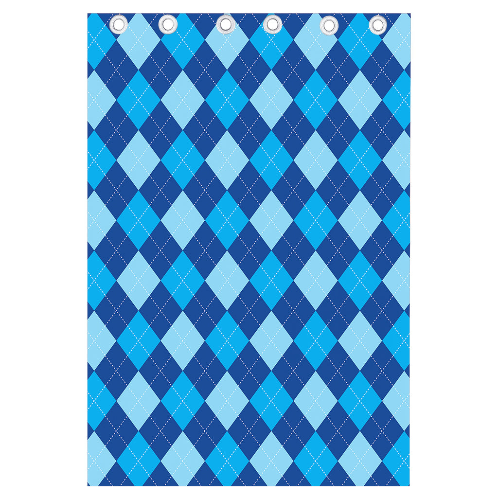 Classic Blue Argyle Pattern Print Curtain