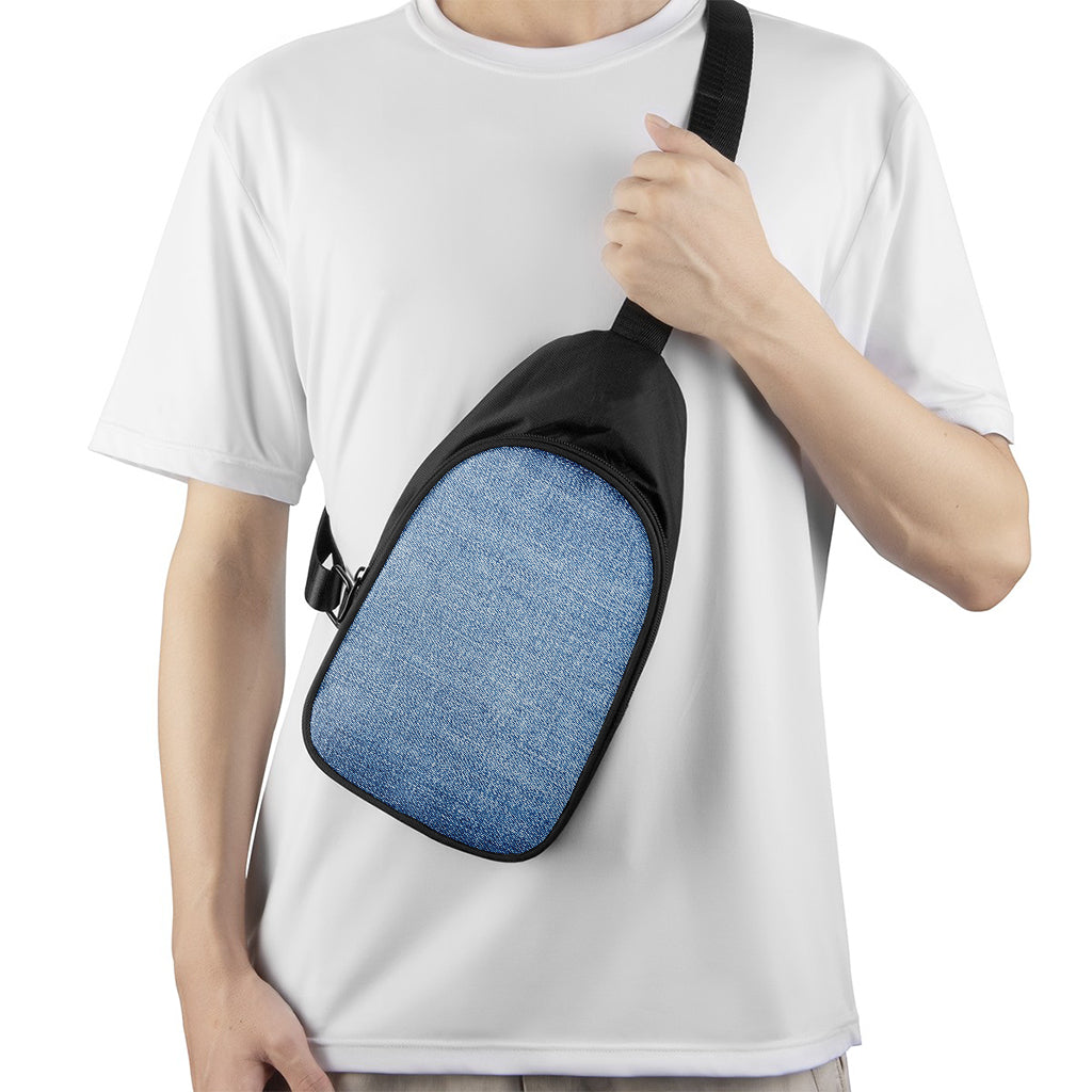 Classic Blue Denim Jeans Print Chest Bag