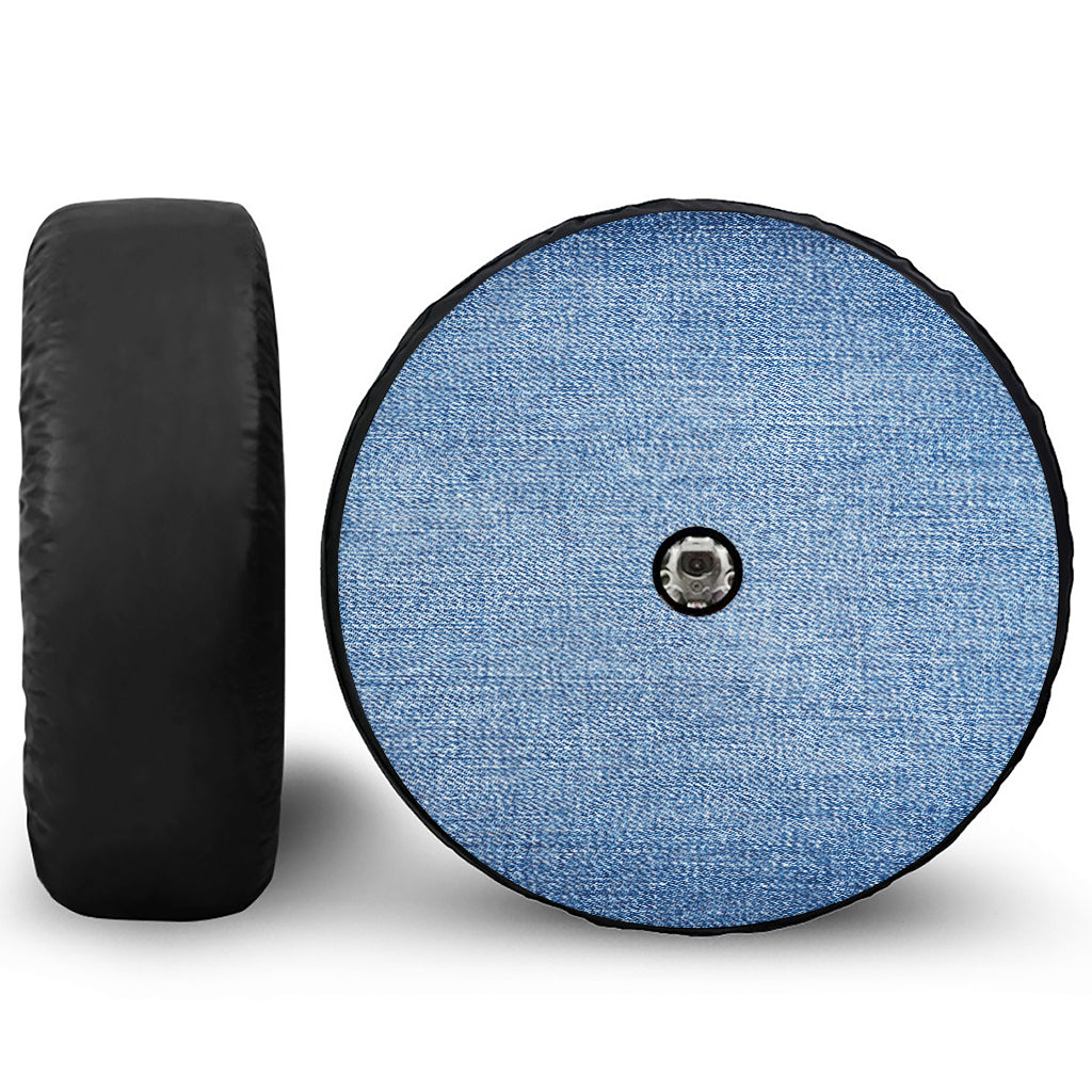 Classic Blue Denim Jeans Print Tire Cover With Camera Hole