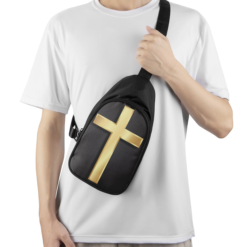 Classic Golden Cross Print Chest Bag
