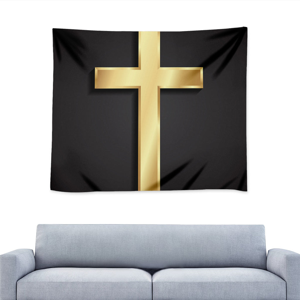 Classic Golden Cross Print Tapestry