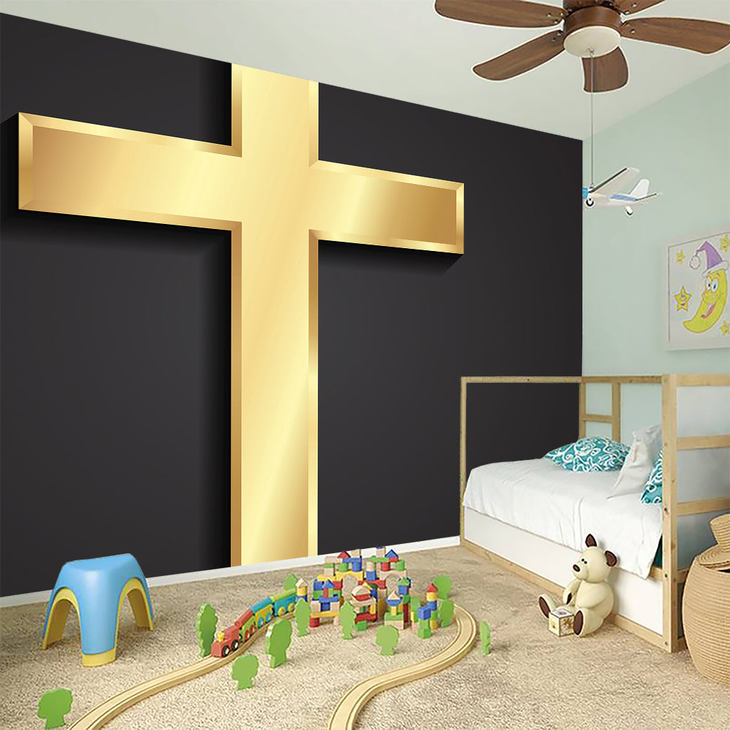Classic Golden Cross Print Wall Sticker