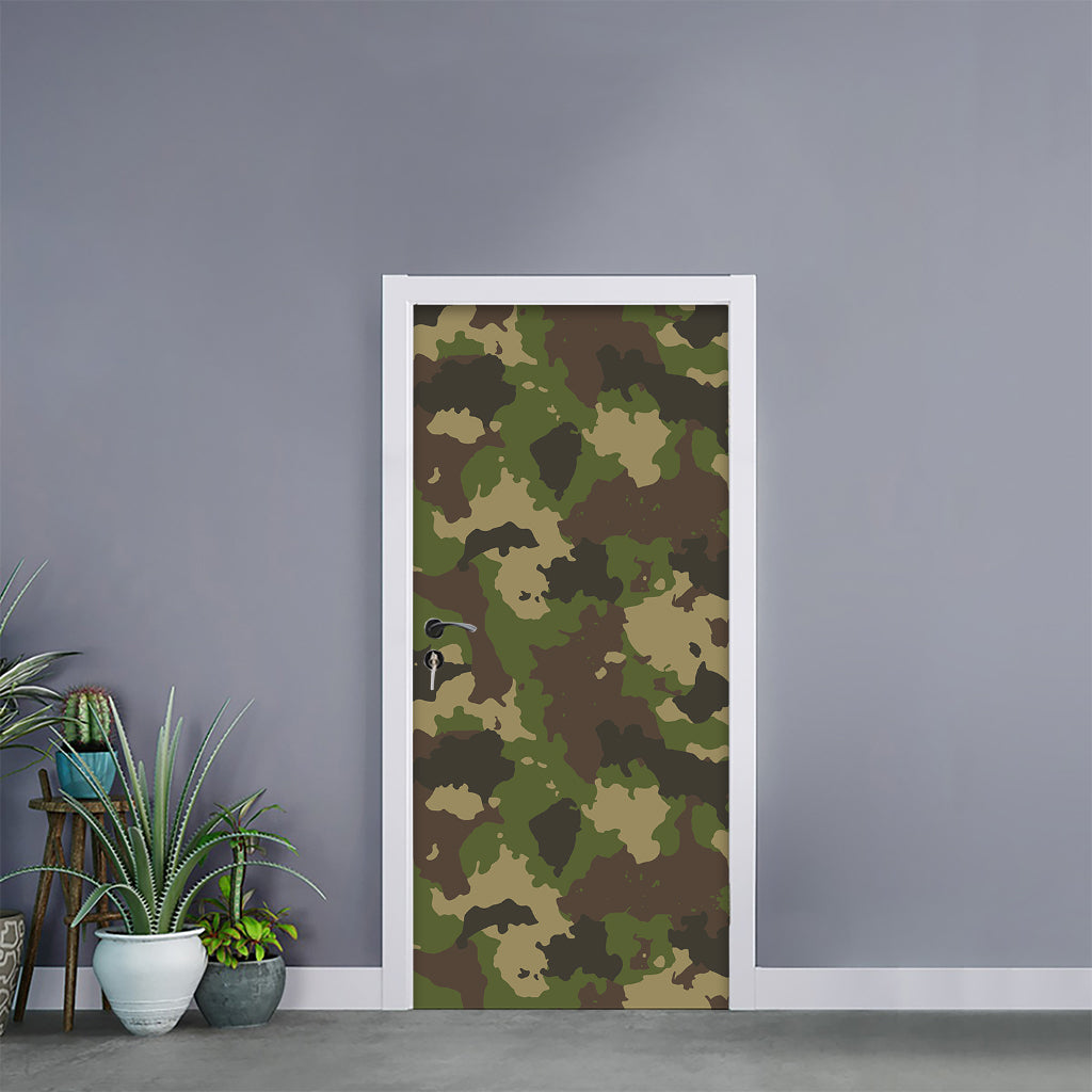 Classic Green Camouflage Print Door Sticker
