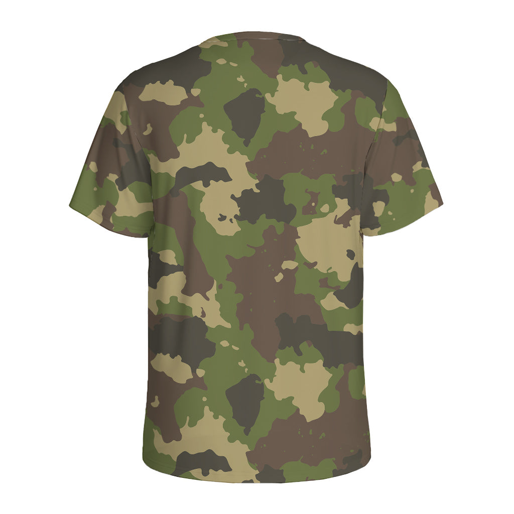 Classic Green Camouflage Print Men's Sports T-Shirt