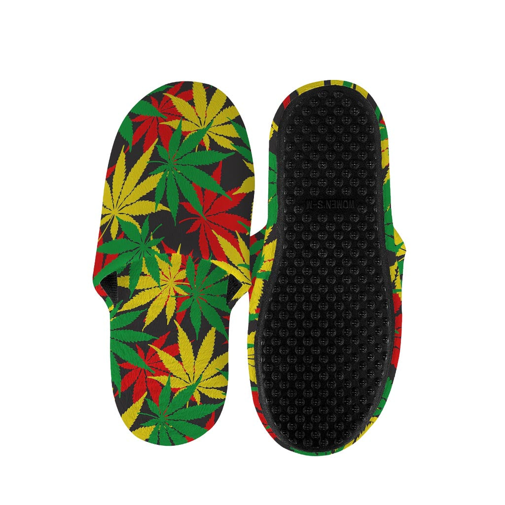 Classic Hemp Leaves Reggae Pattern Print Slippers