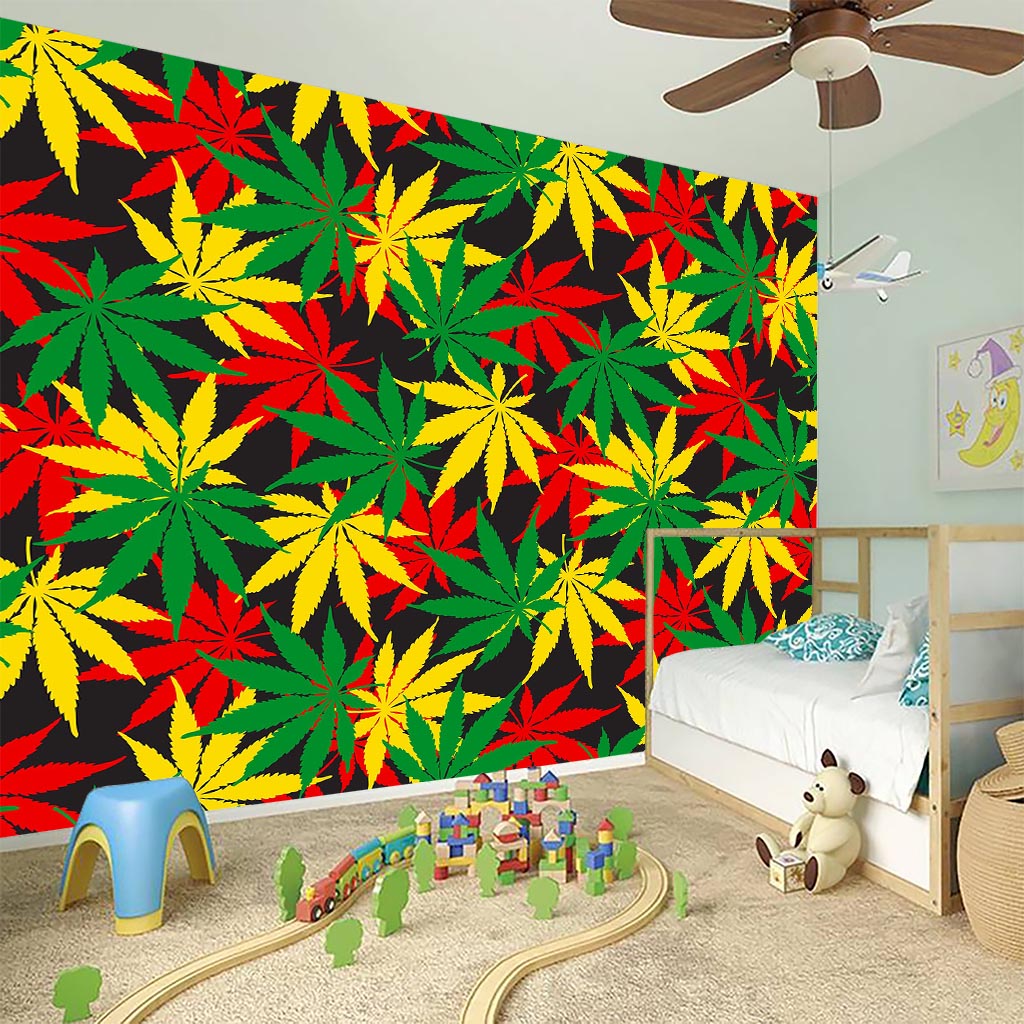 Classic Hemp Leaves Reggae Pattern Print Wall Sticker