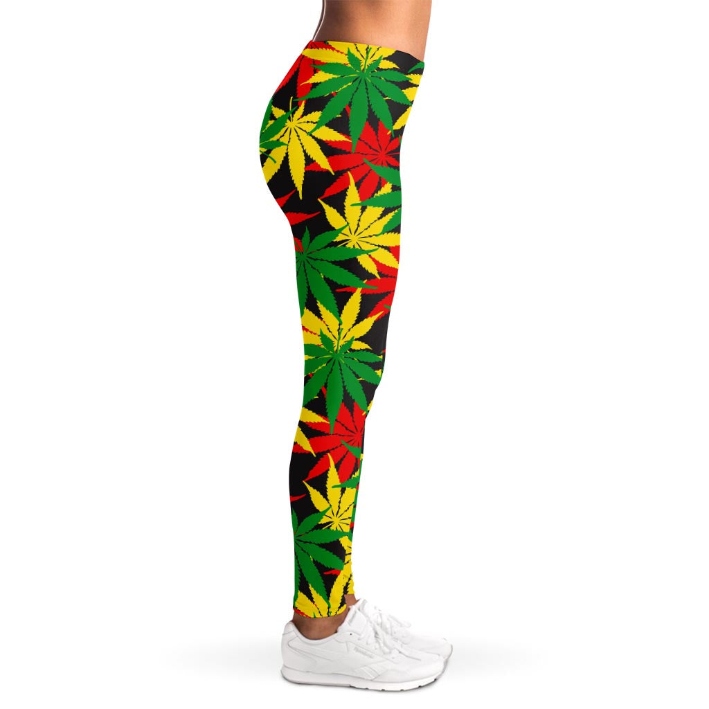 Classic Hemp Leaves Reggae Pattern Print Women's Leggings