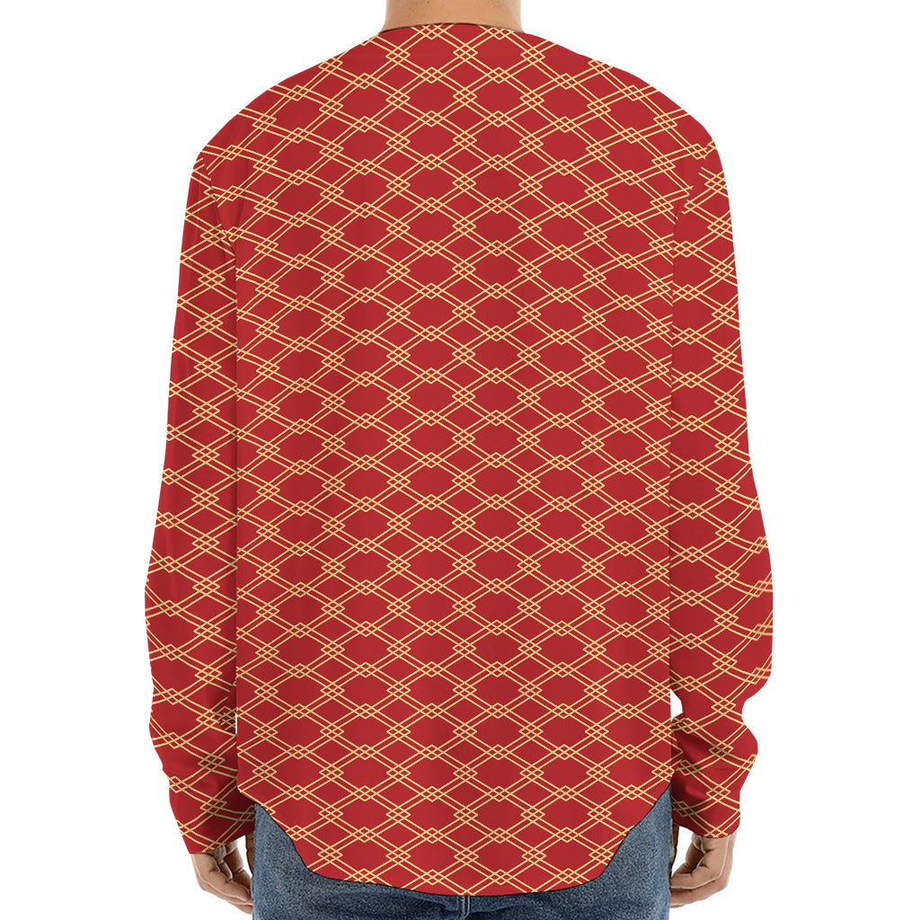 Classic Japanese Pattern Print Long Sleeve Baseball Jersey