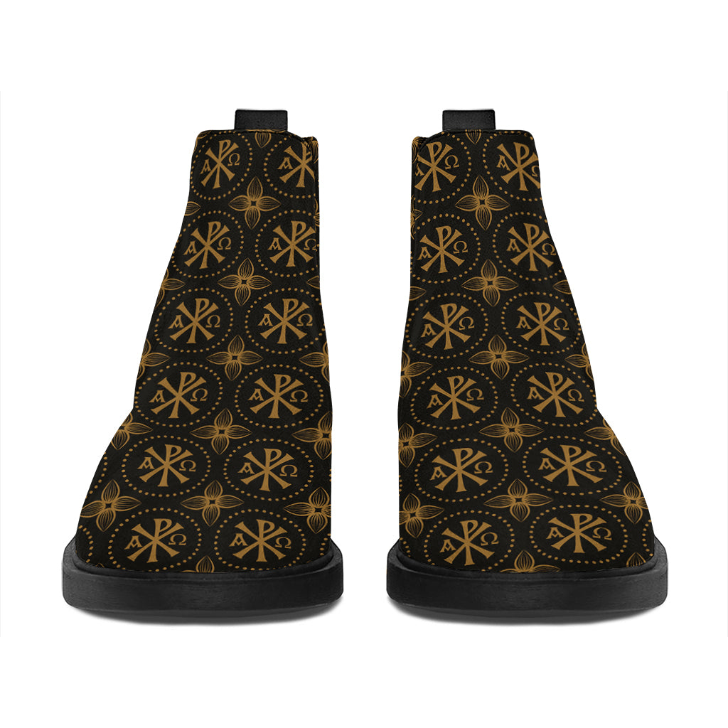 Classic Orthodox Pattern Print Flat Ankle Boots