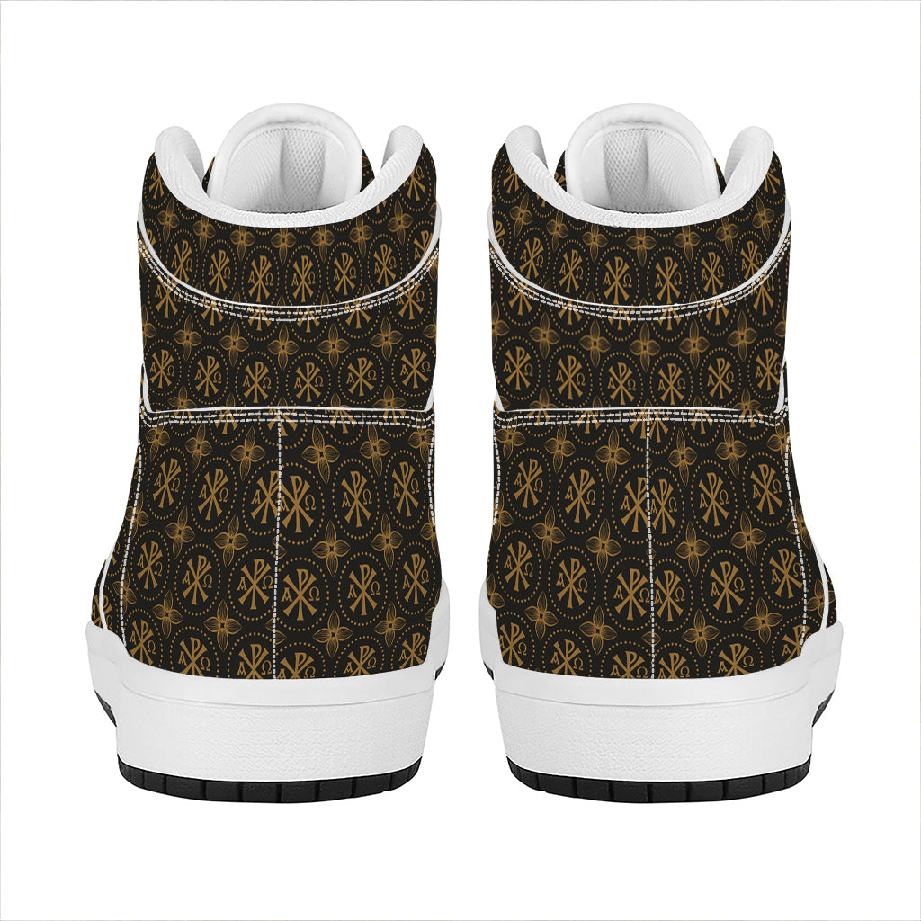Classic Orthodox Pattern Print High Top Leather Sneakers