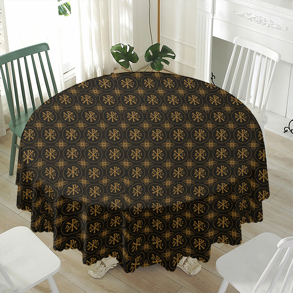 Classic Orthodox Pattern Print Waterproof Round Tablecloth