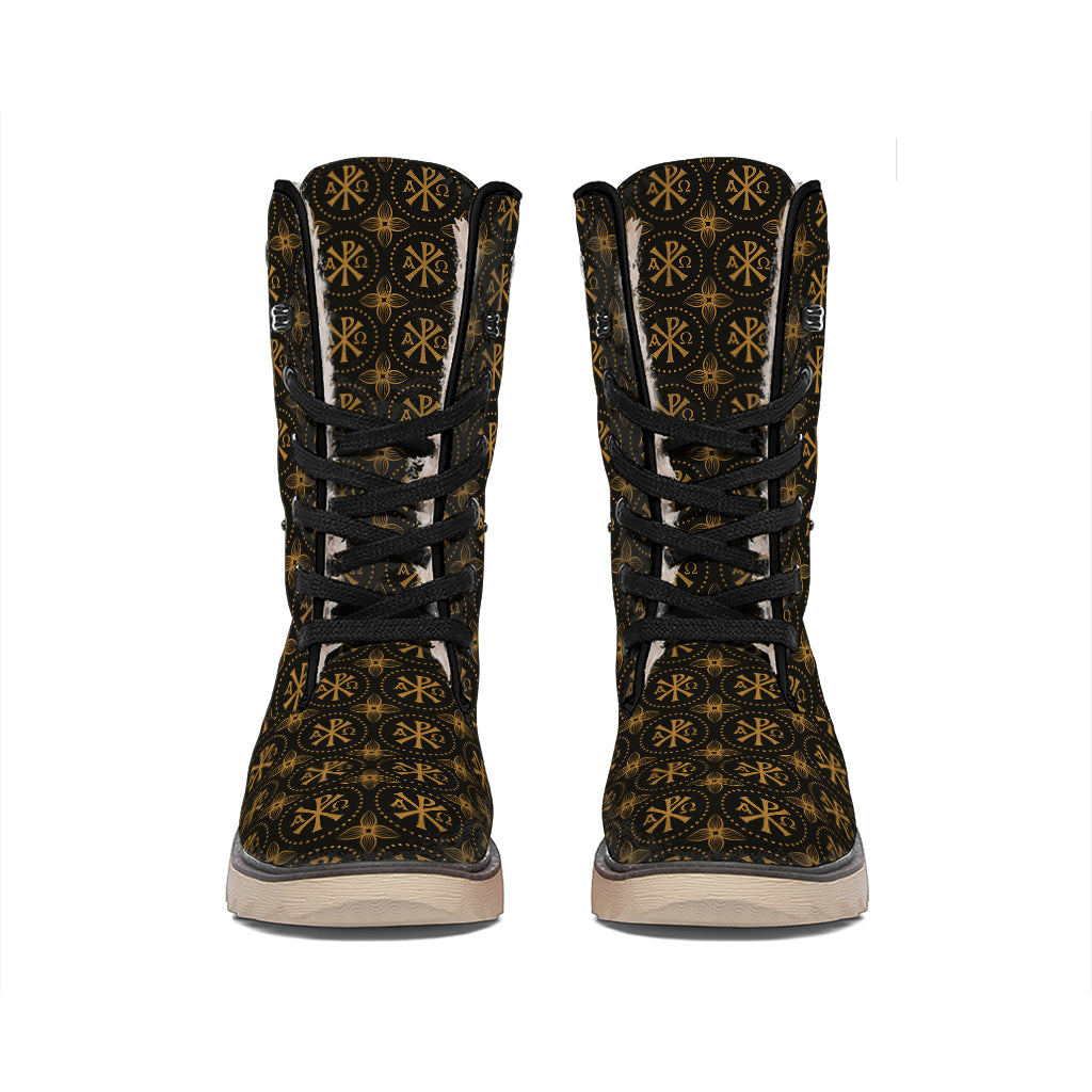 Classic Orthodox Pattern Print Winter Boots