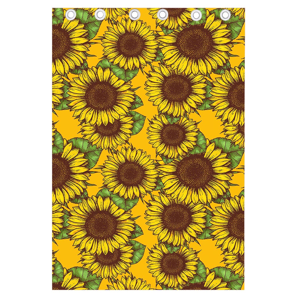 Classic Vintage Sunflower Pattern Print Curtain