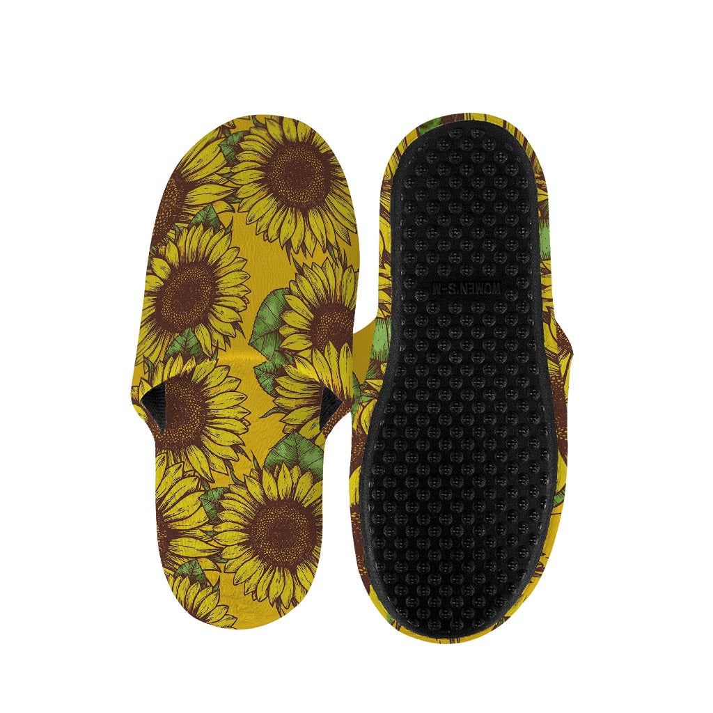 Classic Vintage Sunflower Pattern Print Slippers