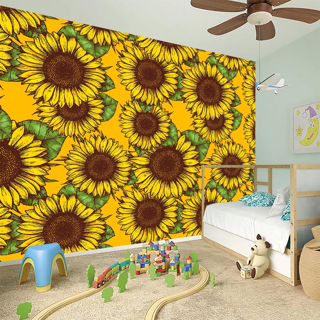 Classic Vintage Sunflower Pattern Print Wall Sticker