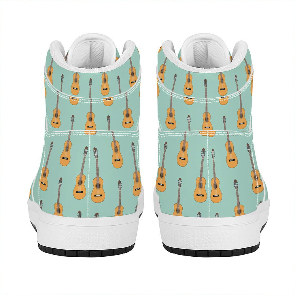 Classical Guitar Pattern Print High Top Leather Sneakers