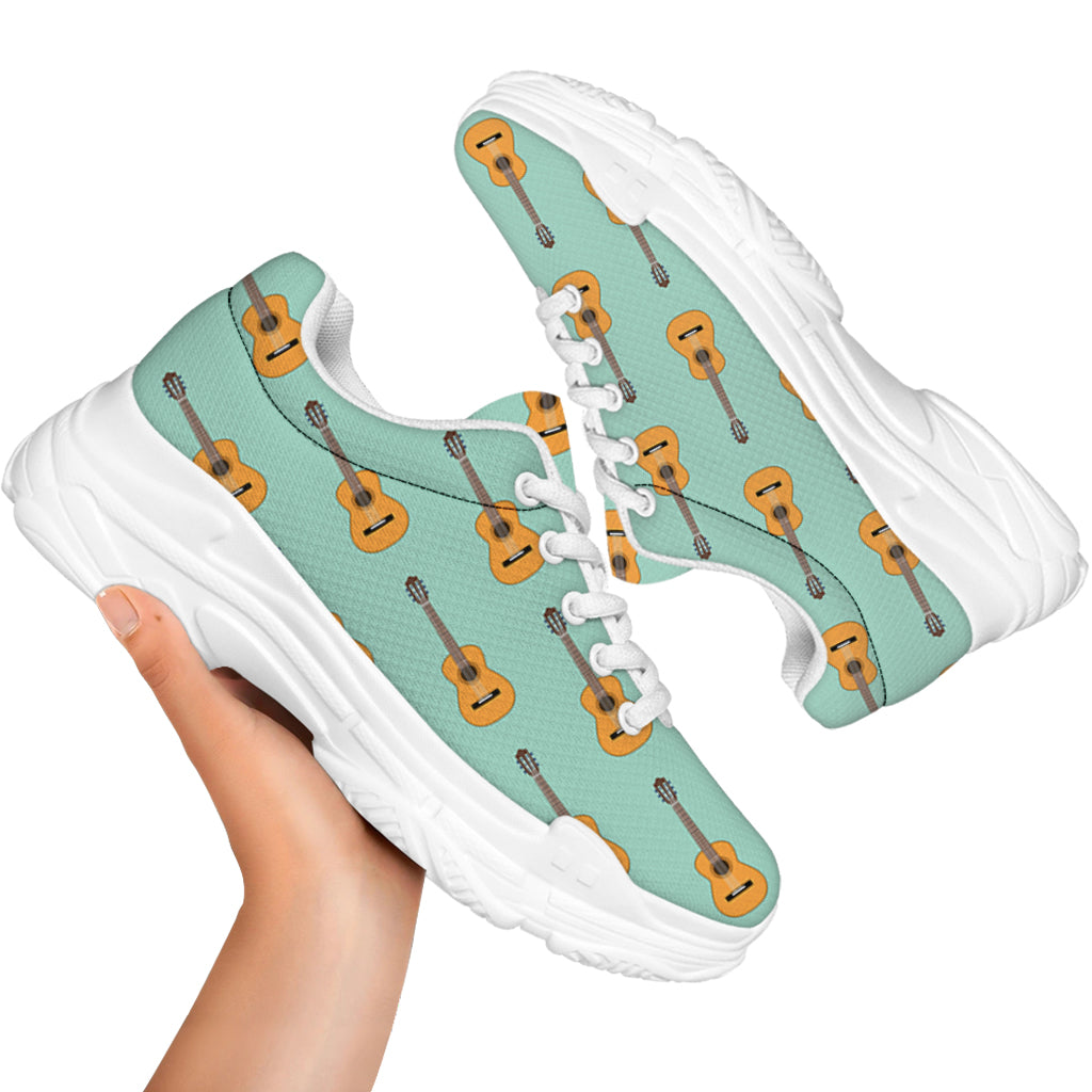 Classical Guitar Pattern Print White Chunky Shoes