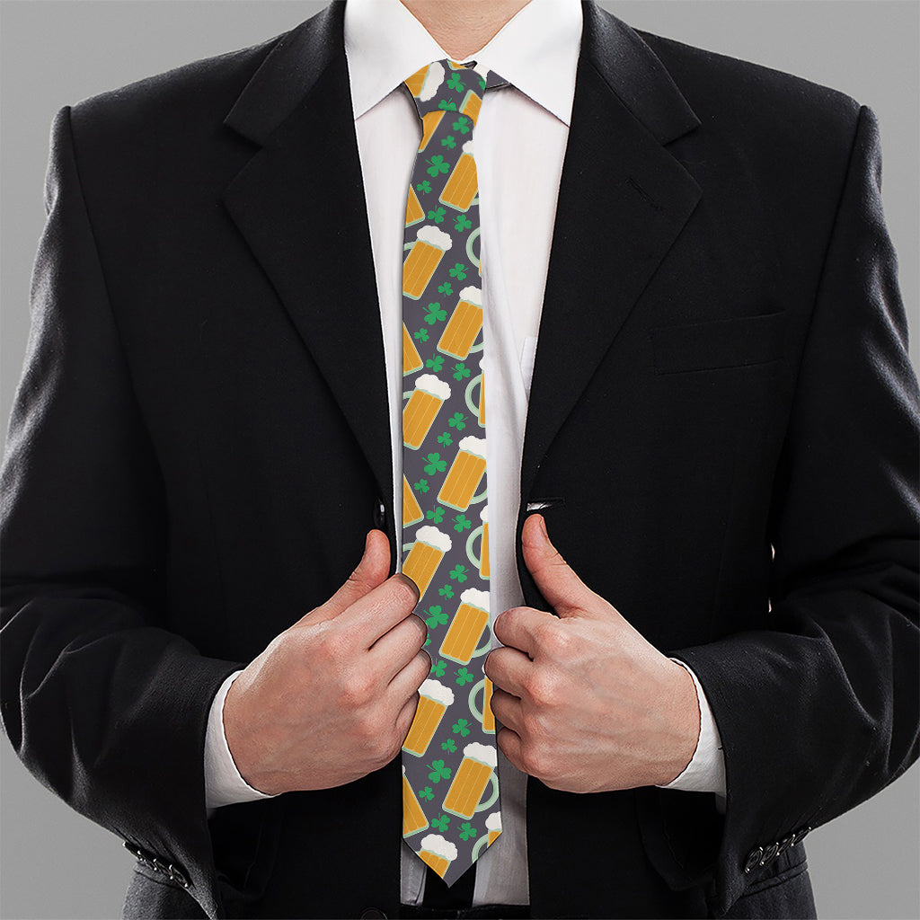 Clover And Beer St. Patrick's Day Print Necktie