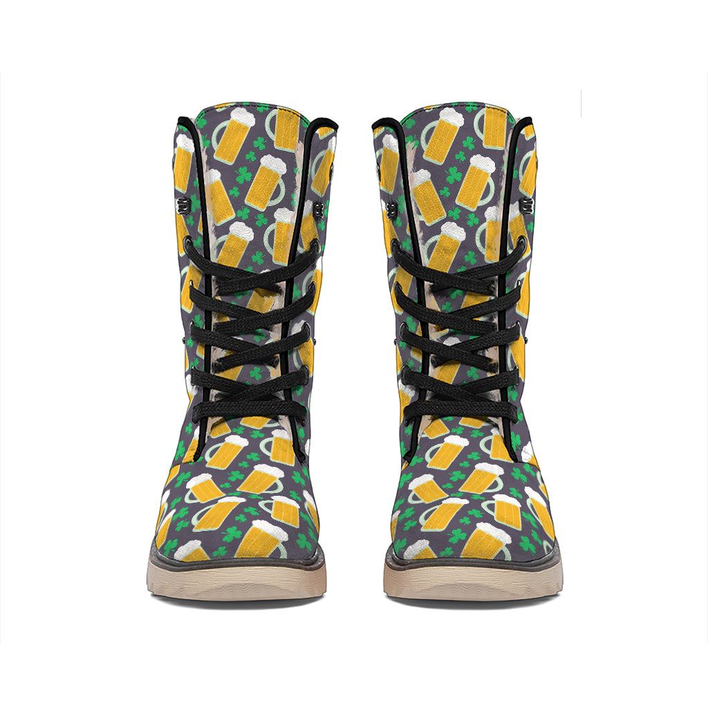 Clover And Beer St. Patrick's Day Print Winter Boots