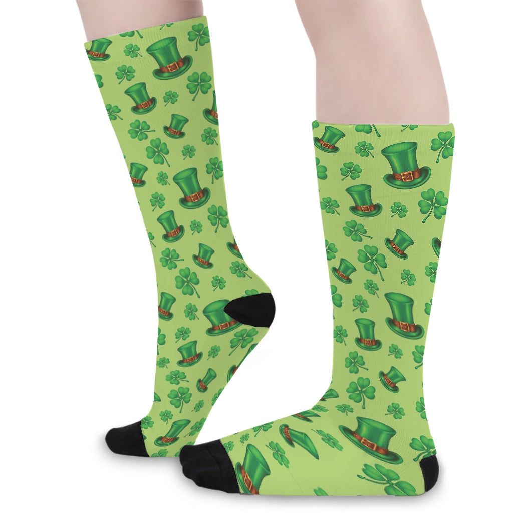 Clover And Hat St. Patrick's Day Print Long Socks