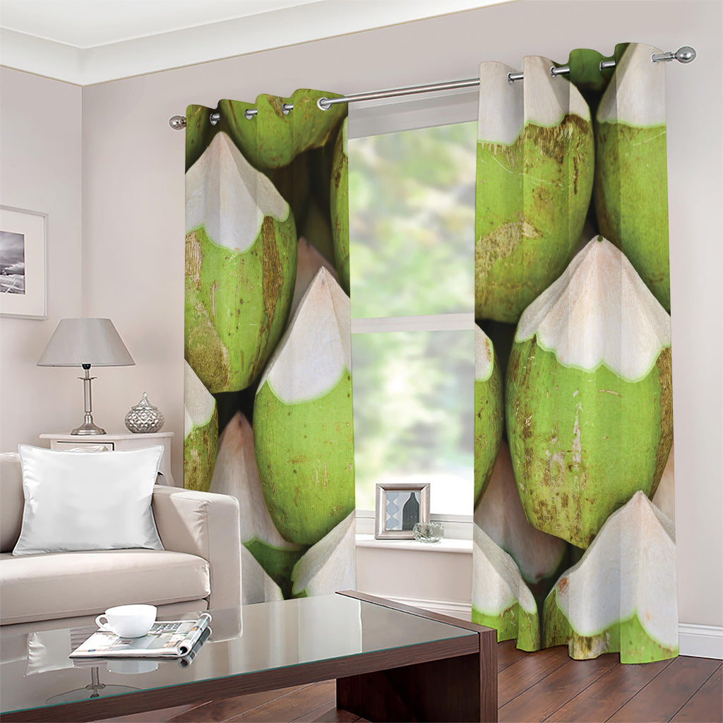 Coconut 3D Print Extra Wide Grommet Curtains