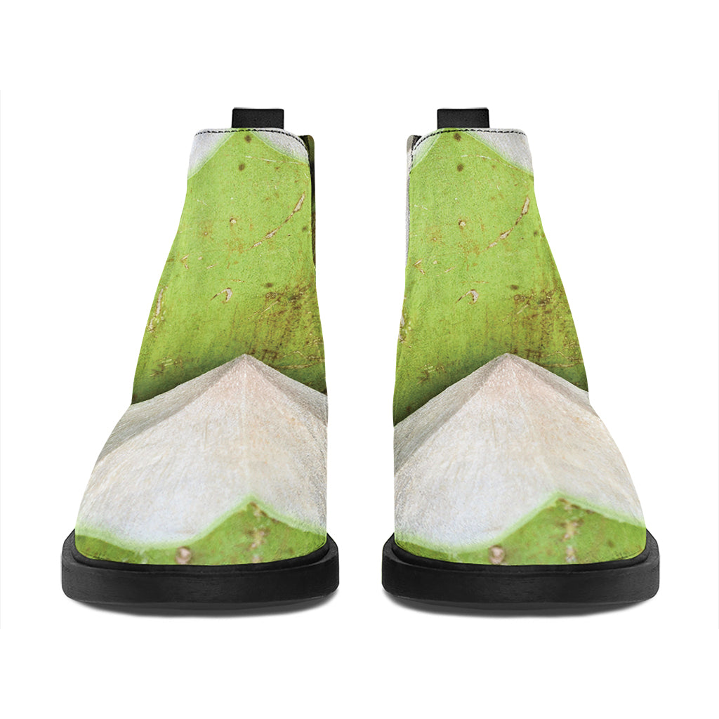 Coconut 3D Print Flat Ankle Boots