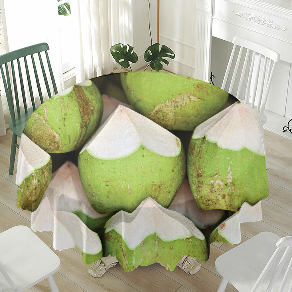 Coconut 3D Print Waterproof Round Tablecloth