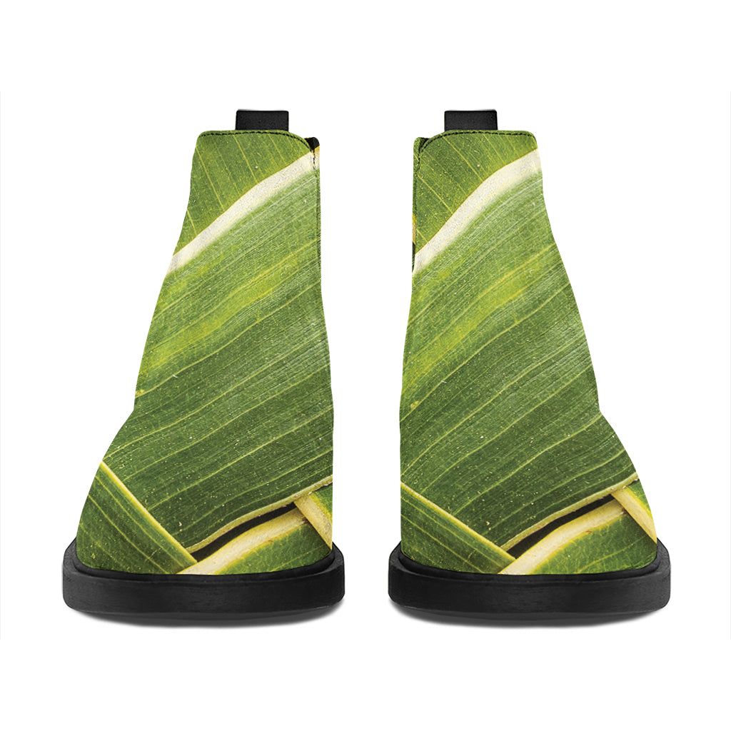 Coconut Leaf Print Flat Ankle Boots