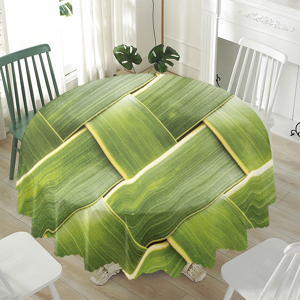 Coconut Leaf Print Waterproof Round Tablecloth
