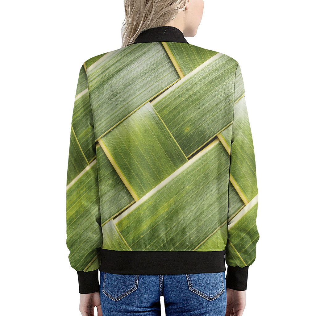 Coconut Leaf Print Women's Bomber Jacket