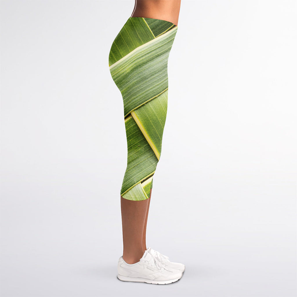 Coconut Leaf Print Women's Capri Leggings