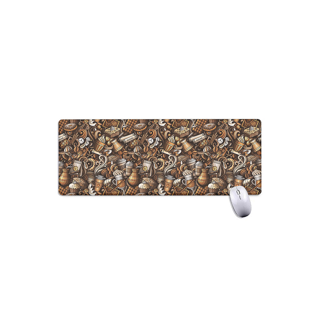Coffee And Dessert Drawing Pattern Print Extended Mouse Pad