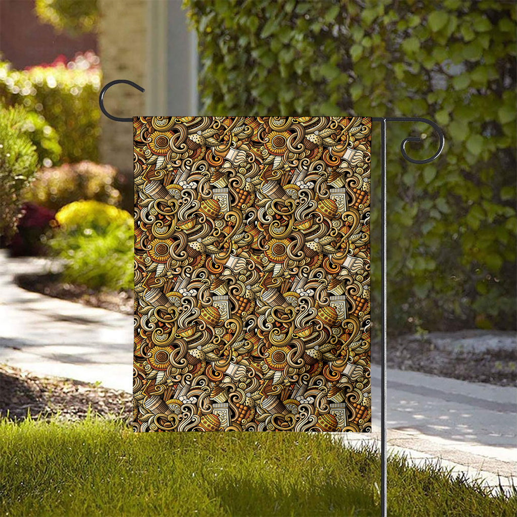 Coffee Drawing Pattern Print House Flag