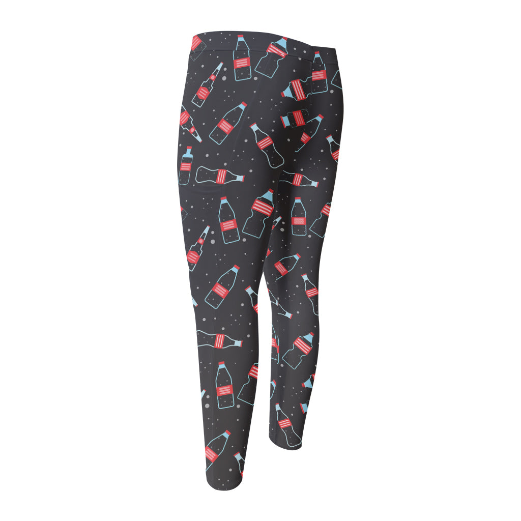 Cola Bottle Pattern Print Men's Compression Pants