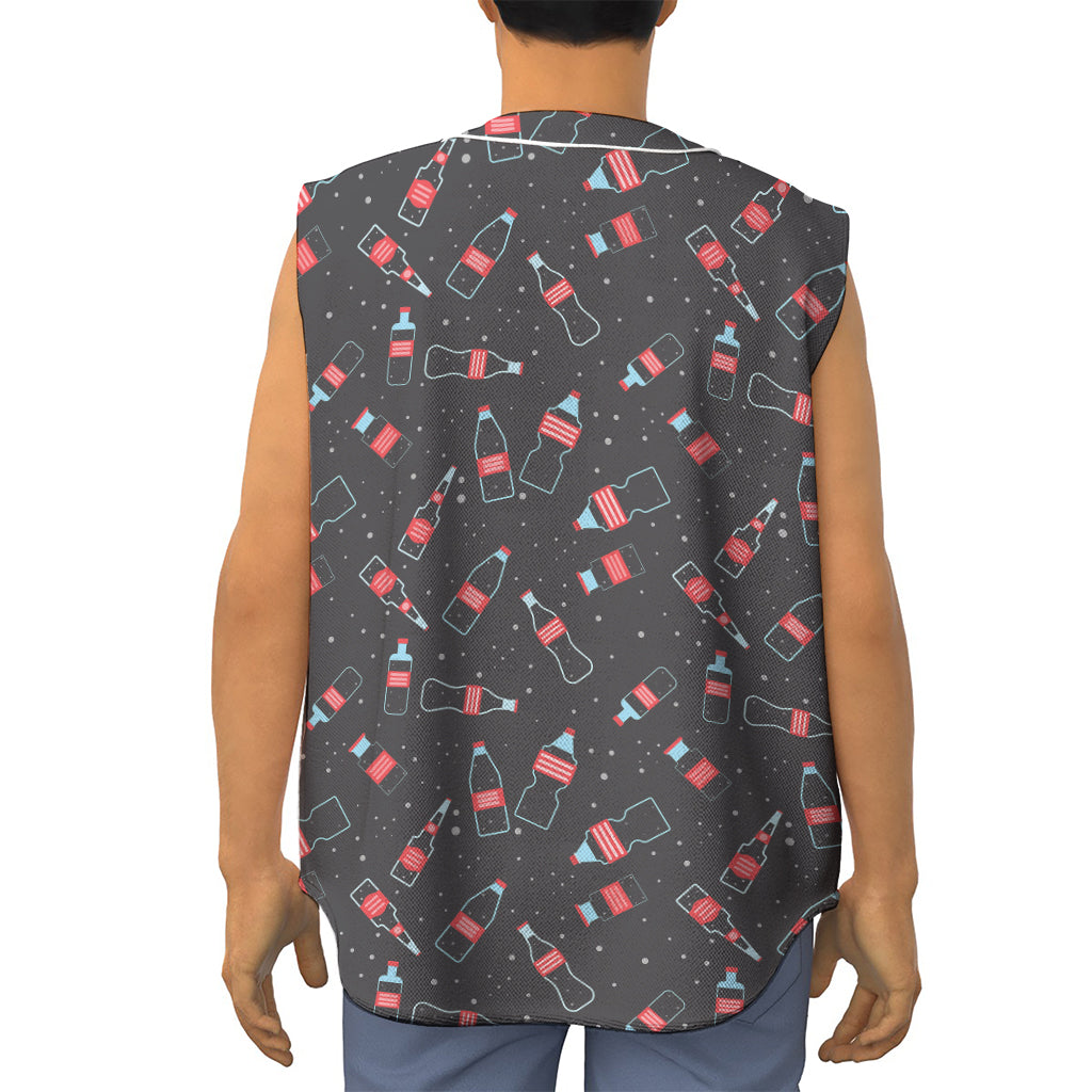 Cola Bottle Pattern Print Sleeveless Baseball Jersey