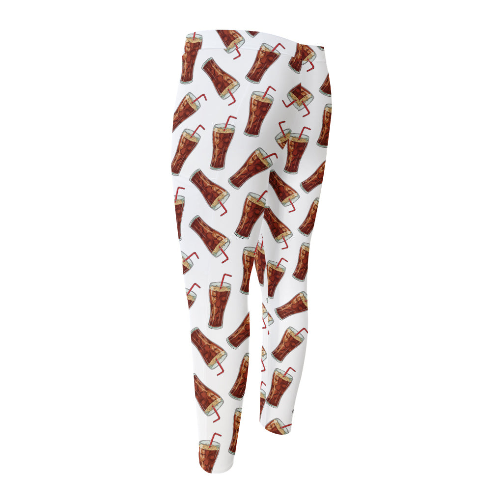 Cola Pattern Print Men's Compression Pants