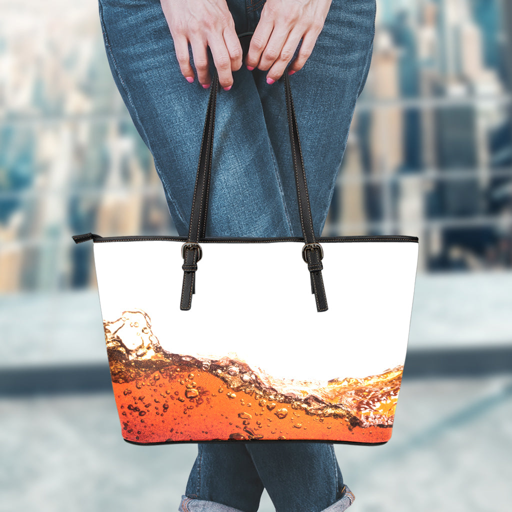 Cola Print Leather Tote Bag
