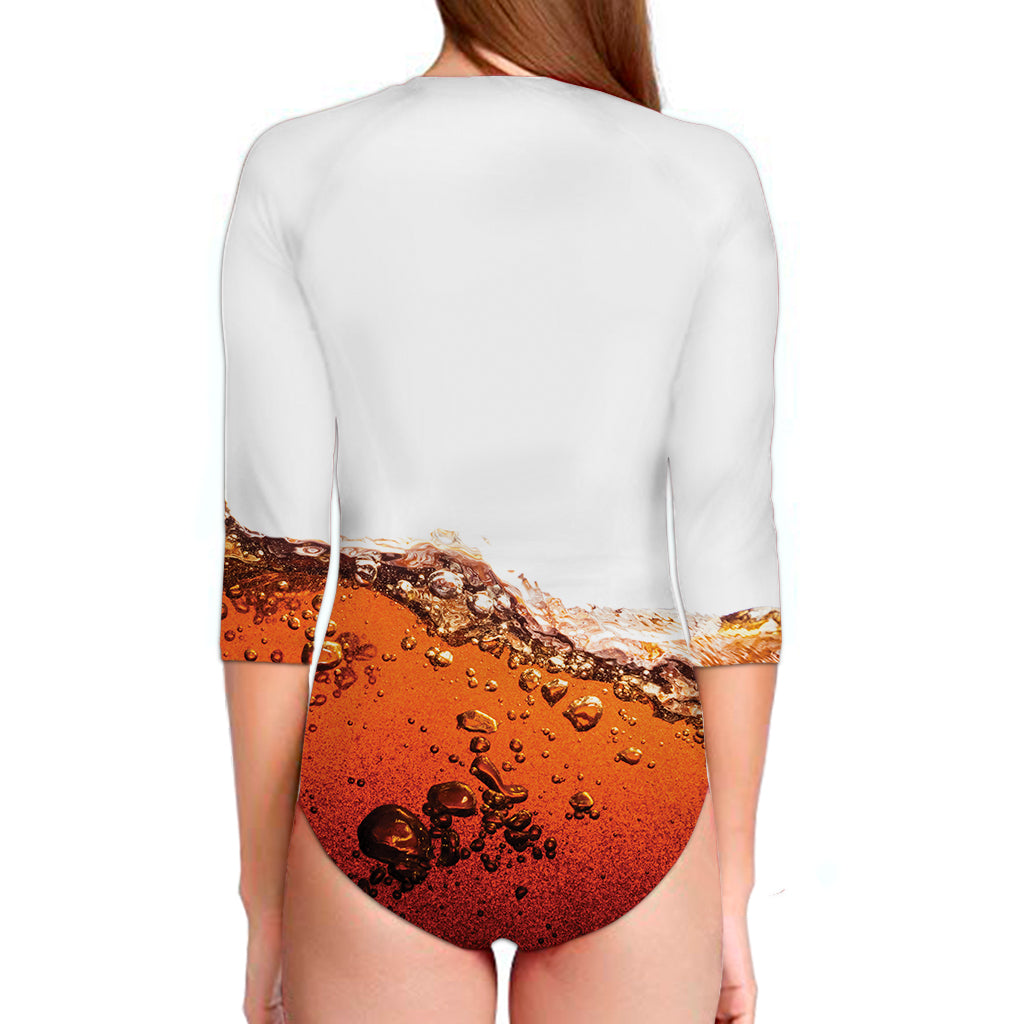 Cola Print Long Sleeve Swimsuit