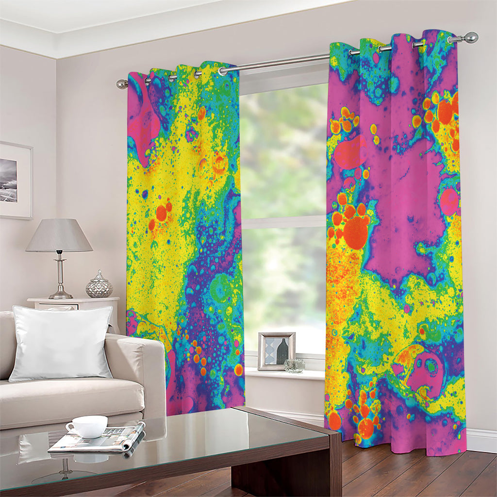 Colorful Acid Melt Print Extra Wide Grommet Curtains