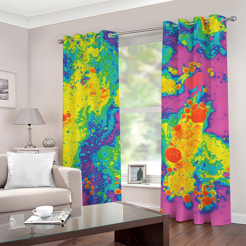 Colorful Acid Melt Print Grommet Curtains