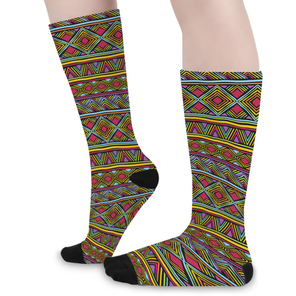 Colorful African Inspired Pattern Print Long Socks