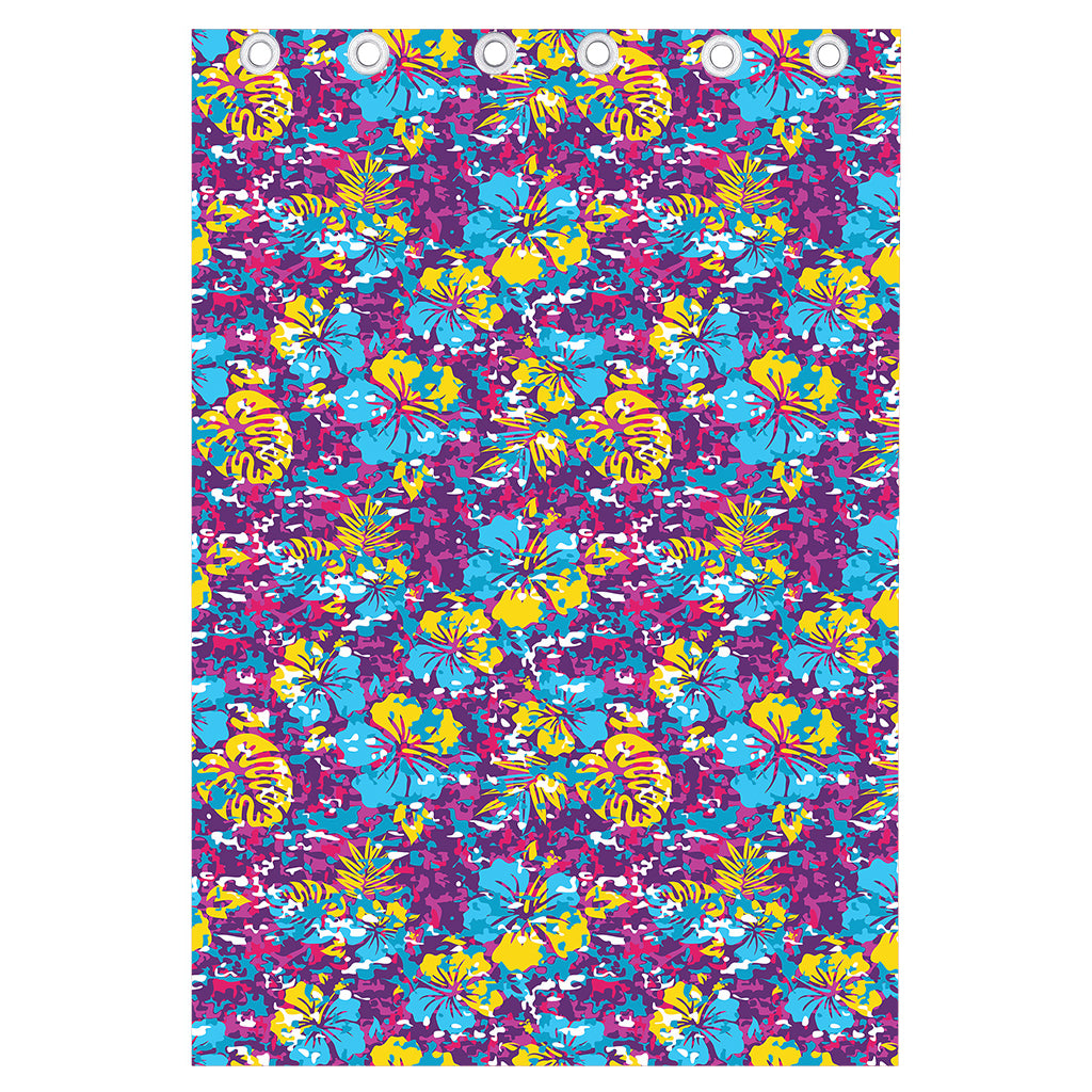 Colorful Aloha Camouflage Flower Print Curtain