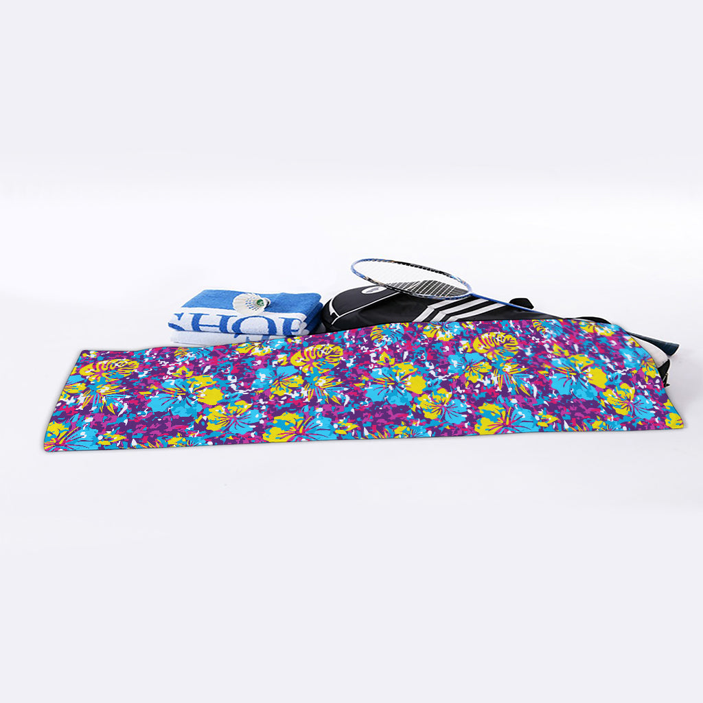 Colorful Aloha Camouflage Flower Print Sports Towel