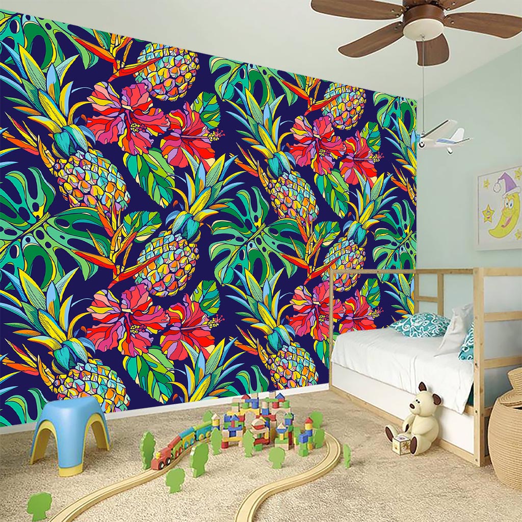 Colorful Aloha Pineapple Pattern Print Wall Sticker
