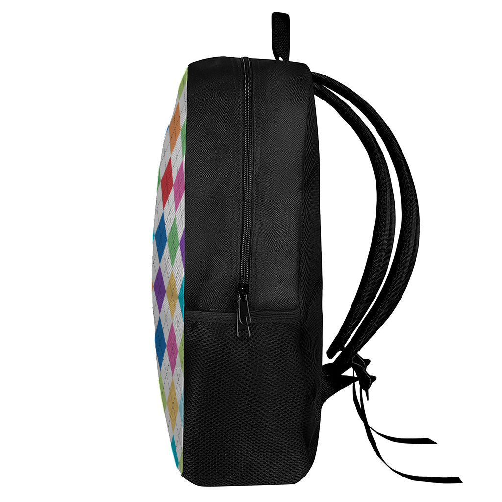 Colorful Argyle Pattern Print 17 Inch Backpack