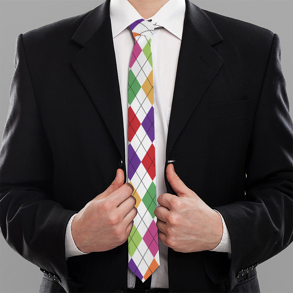 Colorful Argyle Pattern Print Necktie